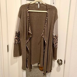 Leopard 🐆 Striped Open Waterfall Cardigan